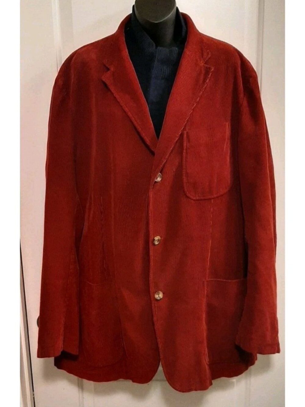 Faconnable Mens Red Corduroy Sport Coat Blazer Jacket L Preppy Academia Italy